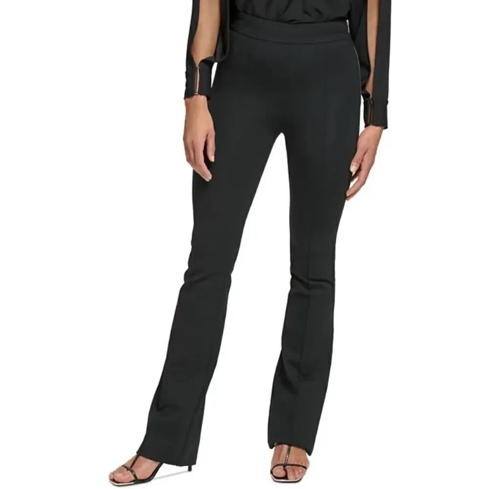 DKNY Women's Petite Black Side-Zipper Bootcut Pants 16P